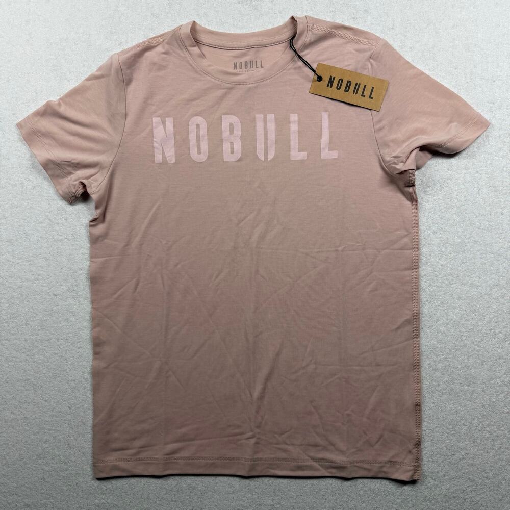 NOBULL Girls Logo Graphic Athletic T-Shirt NWT Youth Size Medium Blush Pink